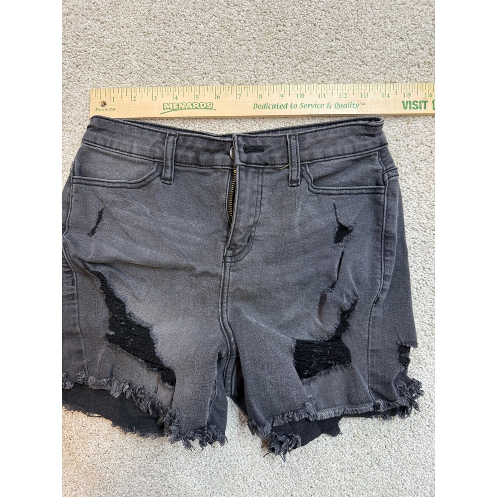 Weissman Womens Distressed Denim‎ Shorts Faded Black High Rise Frayed Hem SA